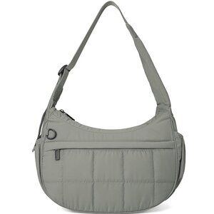 Green Small Puffer Purses Crescent Bag Hobo Handbag